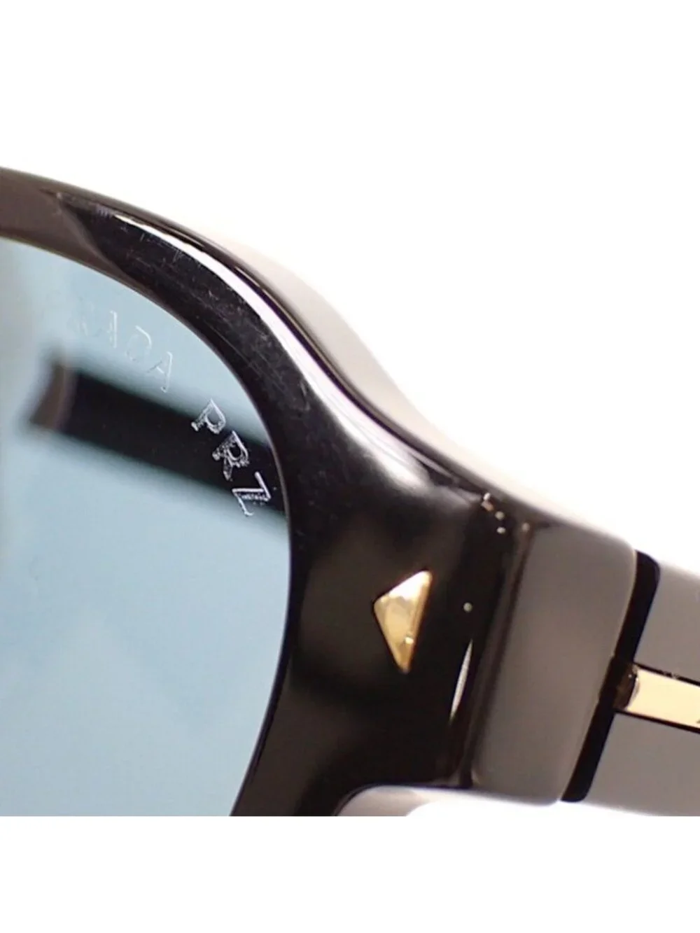 Prada Metal Plaque Sunglasses Eyewear Black Turquoise Blue Gold